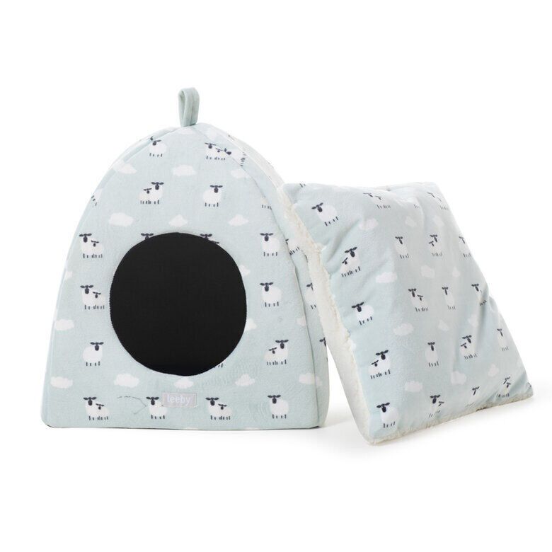Leeby Igloo amov&iacute;vel branco com ovelhas para gatinhos, , large Imagem n&uacute;mero 3