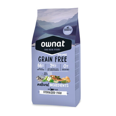 Ownat Prime Grain Free Esterilizado Peixe ração para gatos