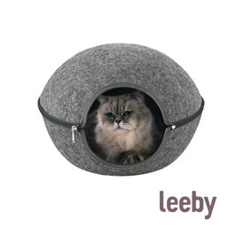 Leeby Cama Caverna Feltro Cinzento para gatos