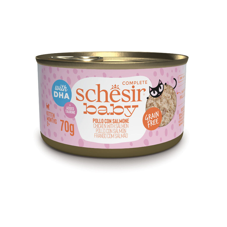 Schesir Baby Comida h&uacute;mida de frango e salm&atilde;o com DHA para gatos, , large Imagem n&uacute;mero 1