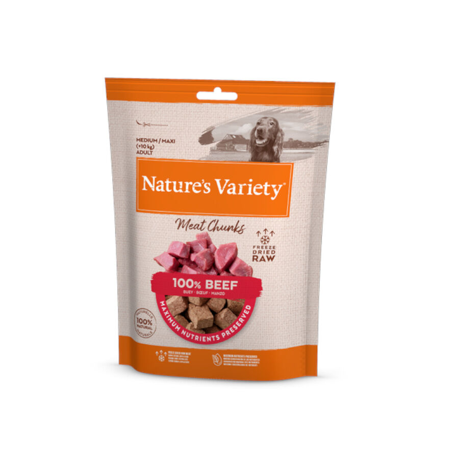 50 g Nature's Variety Meat Chunks Boi liofilizado para c&atilde;es, , large Imagem n&uacute;mero 1