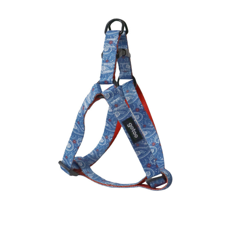 Gotoo Peitoral azul estampado caxemira para cães,  Imagem número 1 Gotoo Peitoral azul estampado caxemira para cães, , large Imagem número 1