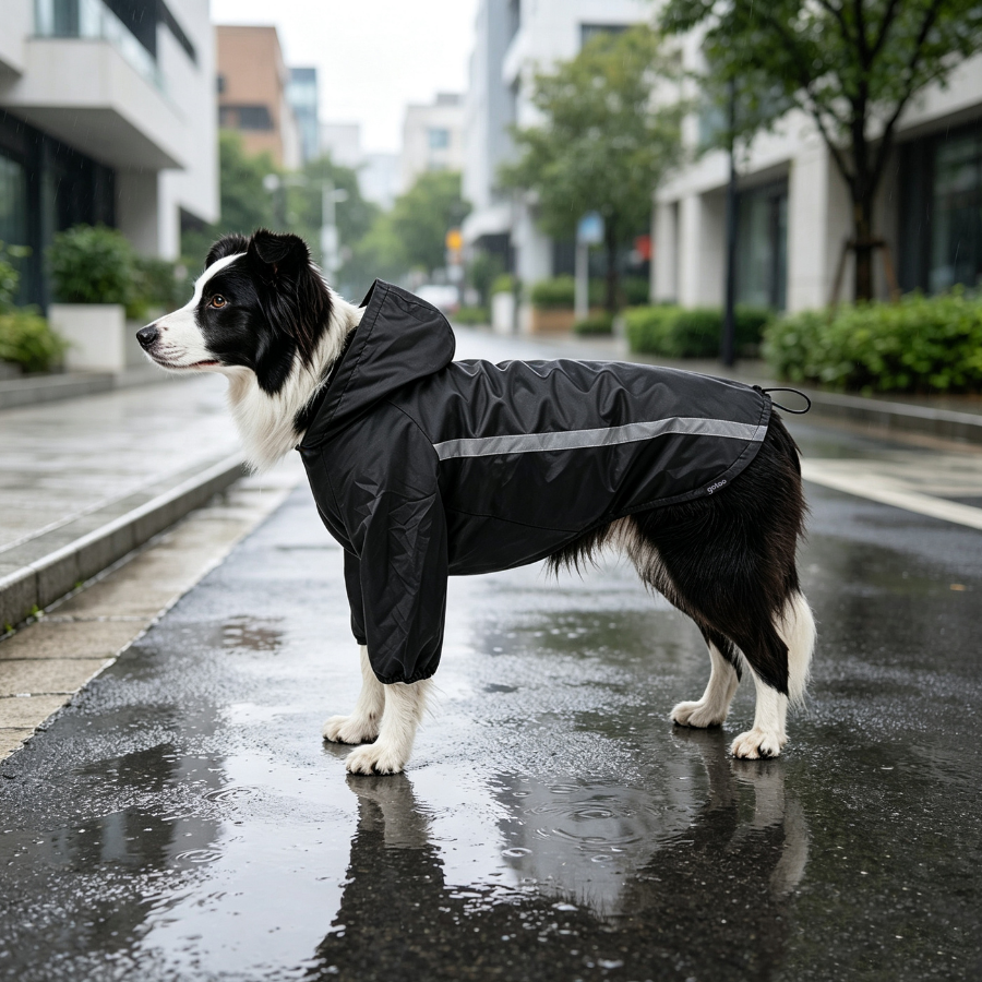Gotoo Casaco Imperme&aacute;vel Refletor Preto para c&atilde;es, , large Imagem n&uacute;mero 1