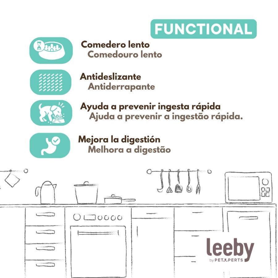 Leeby Comedouro Antivoracidade Azul com Relevo de Pata para c&atilde;es, , large Imagem n&uacute;mero 5
