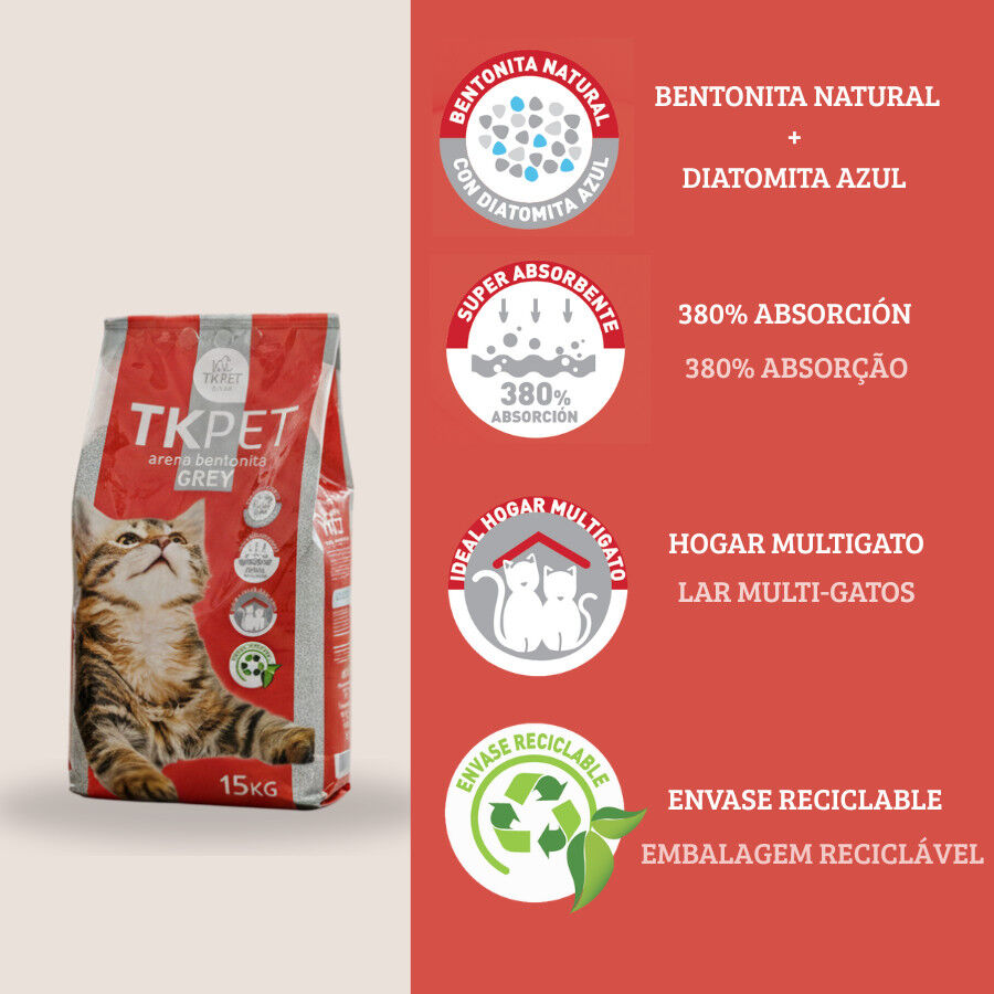 15 kg TK-Pet Areia Aglomerante Grey de Bentonite para gatos, , large Imagem n&uacute;mero 3