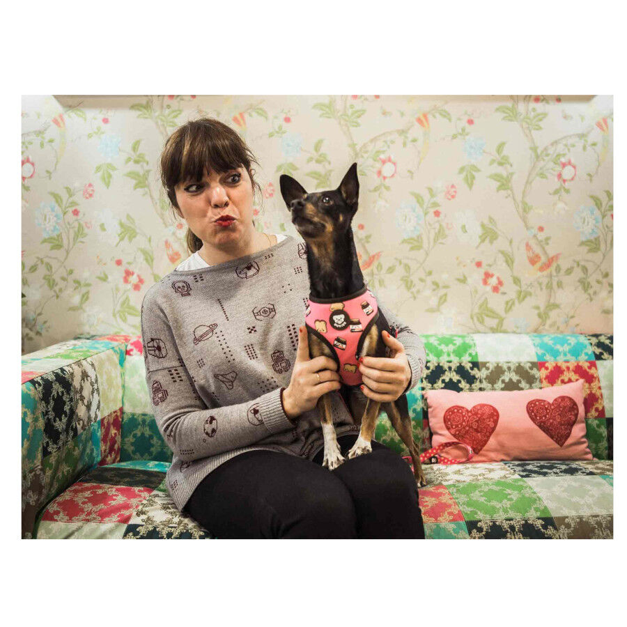 Dukier Dogtella Peitoral revers&iacute;vel com estampado de Nutella para c&atilde;es, , large Imagem n&uacute;mero 4