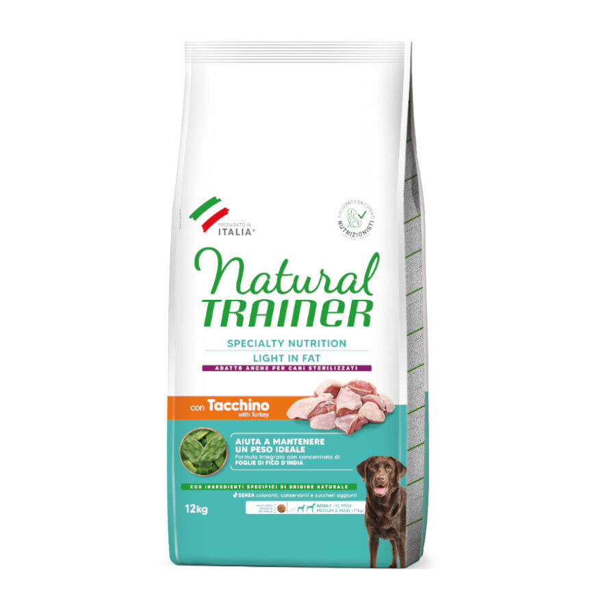 12 kg Natural Trainer Adult Light in Fat Medium & Maxi Ra&ccedil;&atilde;o de peru para c&atilde;es, , large Imagem n&uacute;mero 1