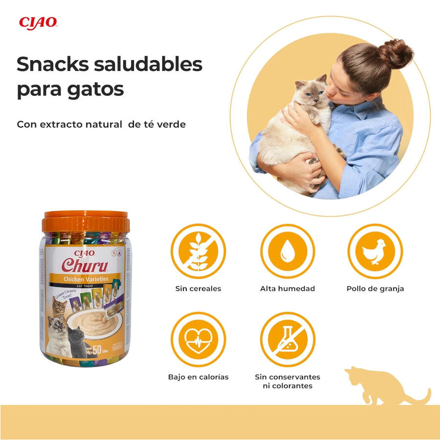 50 saquetas x 14 g Churu Snack Cremoso Variedades de Frango para gatos, , large Imagem n&uacute;mero 2