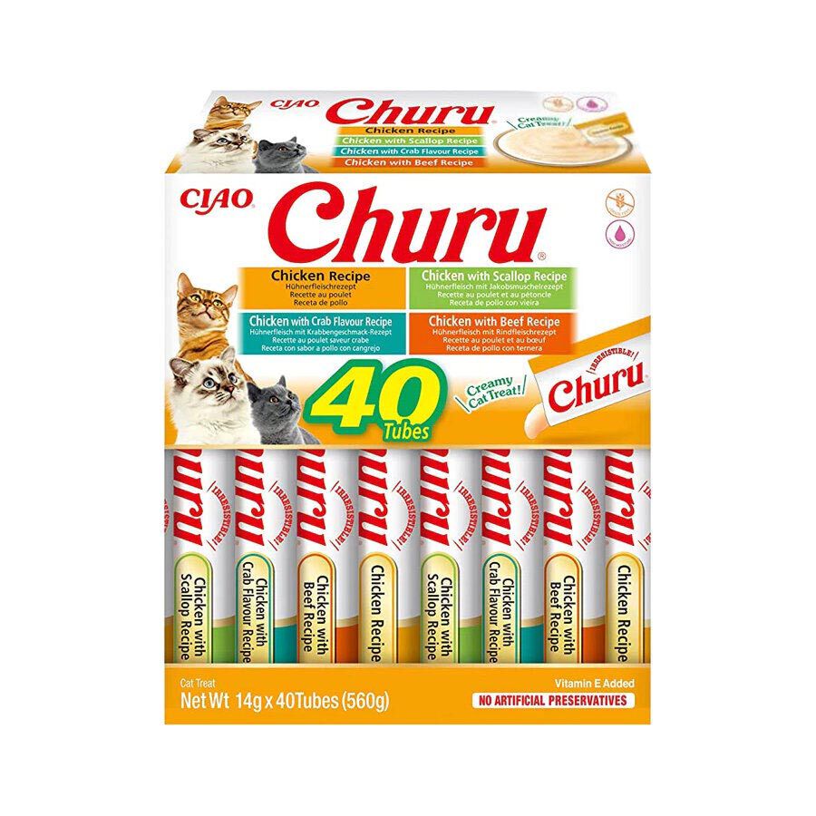 40 saquetas x 14 g Churu Variedades de Frango Snack L&iacute;quido para gatos, , large Imagem n&uacute;mero 1