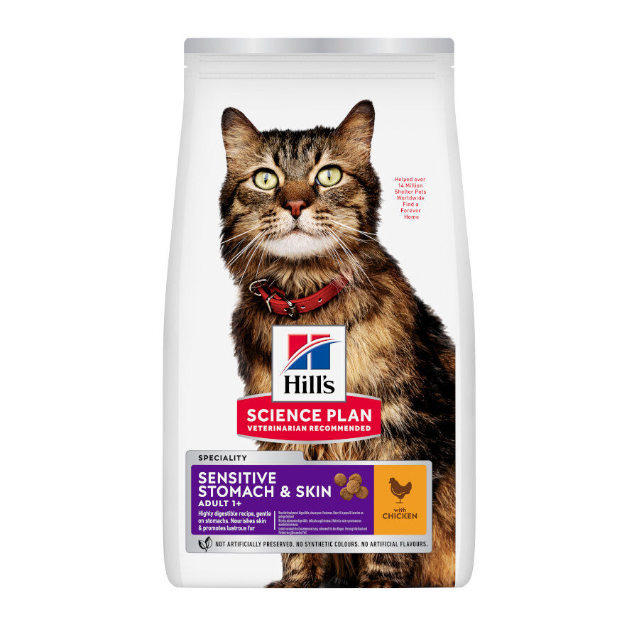 1.5 kg Hill's Adult Science Plan Sensitive Stomach Frango ra&ccedil;&atilde;o para gatos, , large Imagem n&uacute;mero 1