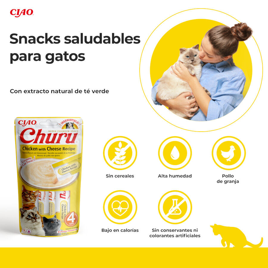4 saquetas x 14 g Churu Snack Cremoso de Frango e Queijo para gatos, , large Imagem n&uacute;mero 2
