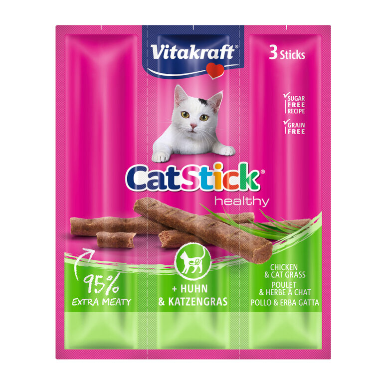 3 sticks Vitakraft Cat Stick Healthy Frango e Catnip,  Imagem número 1 3 sticks Vitakraft Cat Stick Healthy Frango e Catnip, , large Imagem número 1