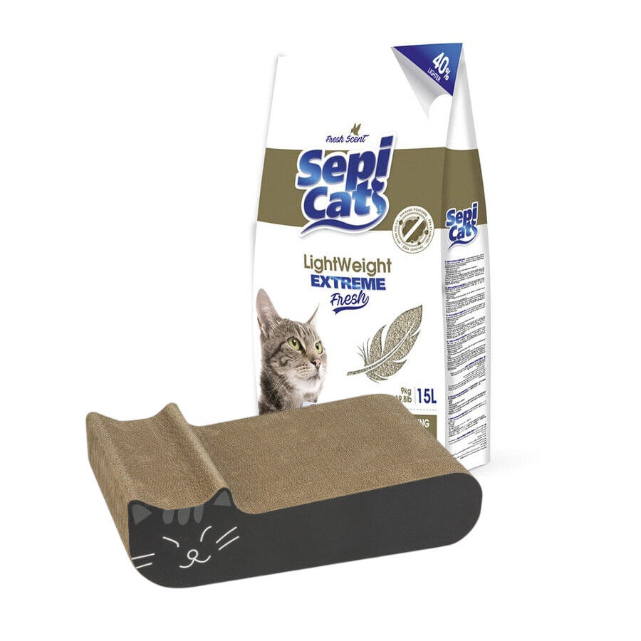 Arranhador Catshion Cores Sortidas + 15L Areia Aglomerante Sepicat para Gatos Pack poupan&ccedil;a!, , large Imagem n&uacute;mero 1