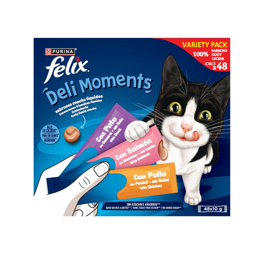 48 saquetas x 10 g Felix Deli Moments Snack l&iacute;quido para gatos - Multipack, , large Imagem n&uacute;mero 1