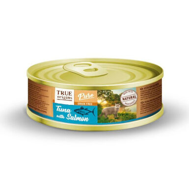 True Origins Pure Adult Atum e Salmão em lata para gatos