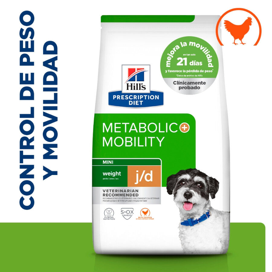 2 x 3 kg Hill's Prescription Diet j/d Metabolic + Mobility mini Adult ra&ccedil;&atilde;o para c&atilde;es Pack poupan&ccedil;a!, , large Imagem n&uacute;mero 2