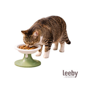 Leeby Comedouro Elevado Inclinado em Cer&acirc;mica Estilo Flor para gatos