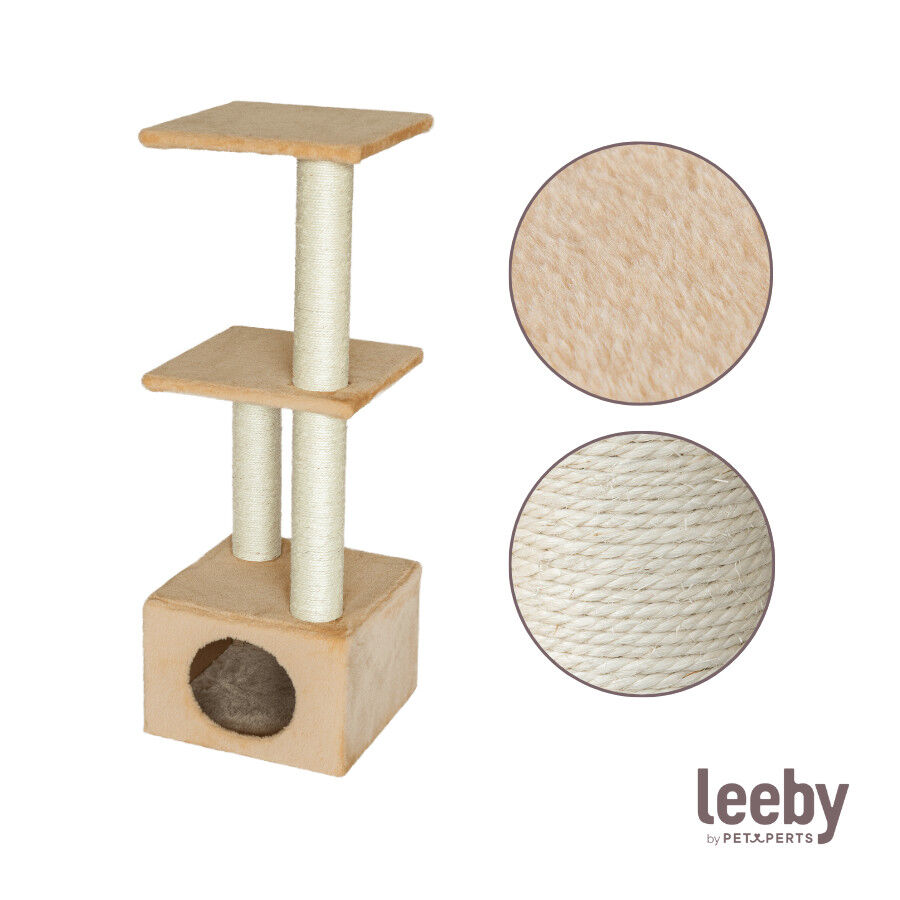 Leeby Colette DoubPost torre arranhadora com cama nido bege para gatos, , large Imagem n&uacute;mero 5