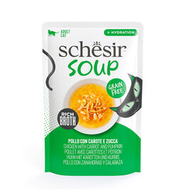 Schesir Frango sem grãos com abóbora em sachê de sopa para gatos