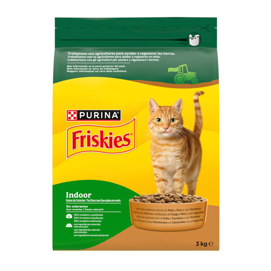 3 kg Friskies Indoor Controlo Bolas Pelo ra&ccedil;&atilde;o para gatos, , large Imagem n&uacute;mero 1