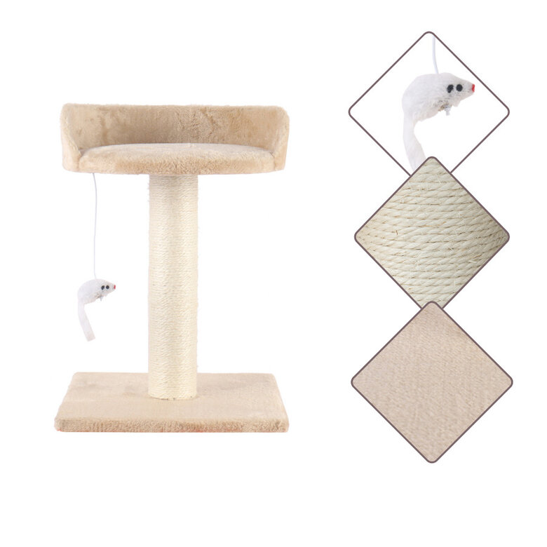 Leeby Tigrou arranhador com cama e brinquedo bege para gatos,  Imagem número 6 Leeby Tigrou arranhador com cama e brinquedo bege para gatos, , large Imagem número 6