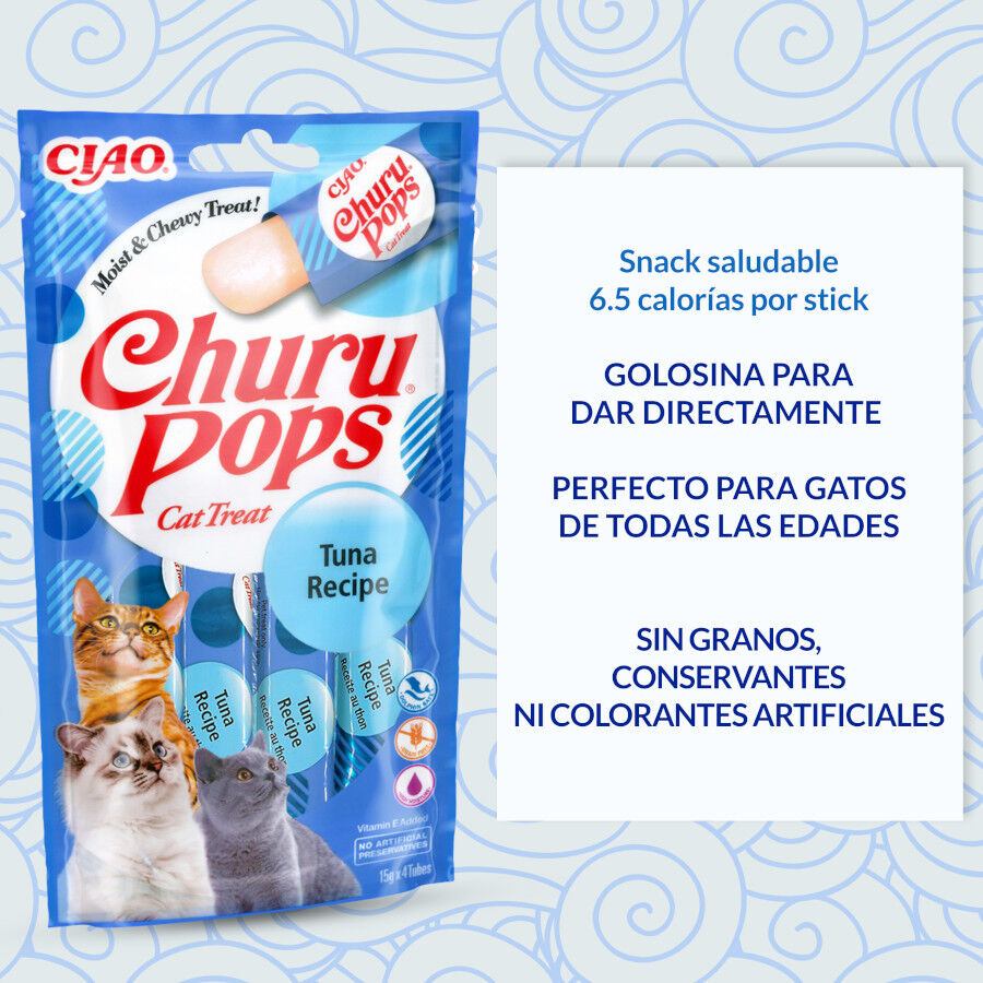4 saquetas x 15 g Churu Sticks Pops Receita de Atum para gatos, , large Imagem n&uacute;mero 4