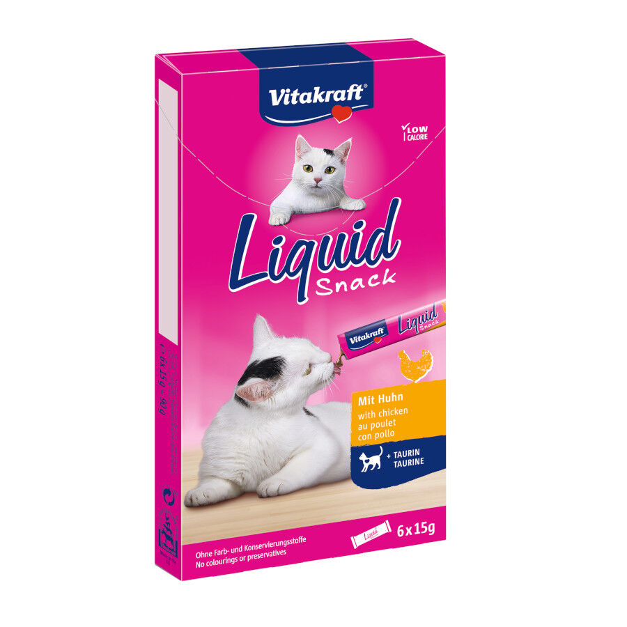 6 saquetas x 15 g Vitakraft Liquid Snack Frango e Taurina para gatos, , large Imagem n&uacute;mero 1