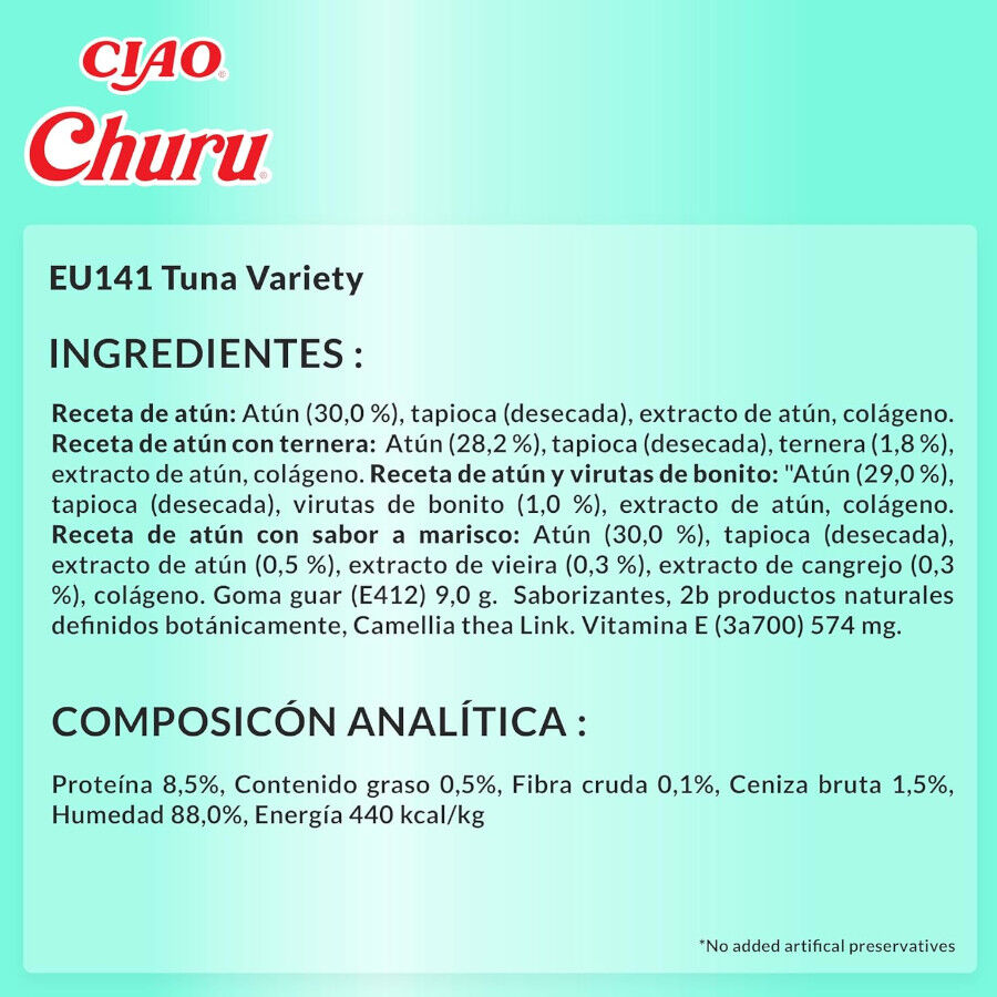 40 saquetas x 14 g Churu Variedades de Atum Snack L&iacute;quido para gatos, , large Imagem n&uacute;mero 6