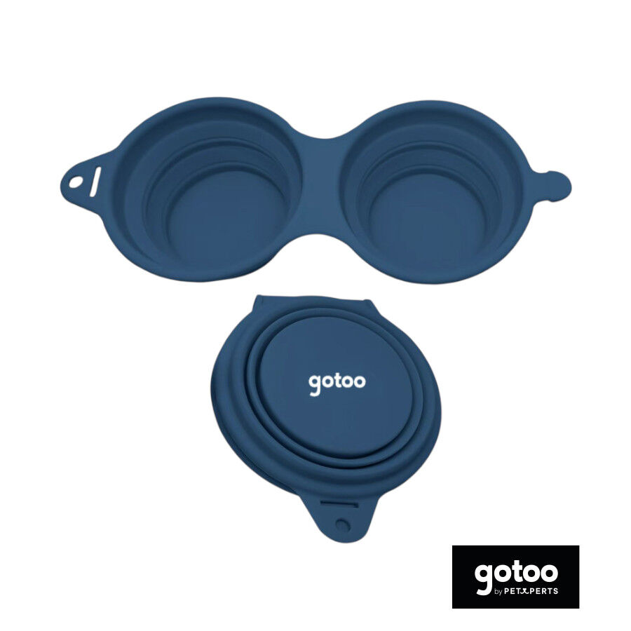 Gotoo Comedouro Port&aacute;til Duplo em Silicone Azul para c&atilde;es e gatos, , large Imagem n&uacute;mero 2