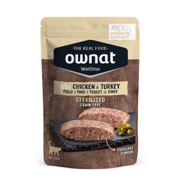 Ownat Wetline Esterilizado Frango e Peru saquetas para gatos