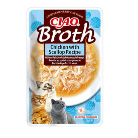Churu Broth Sopa de Frango com Vieiras saquetas para gatos