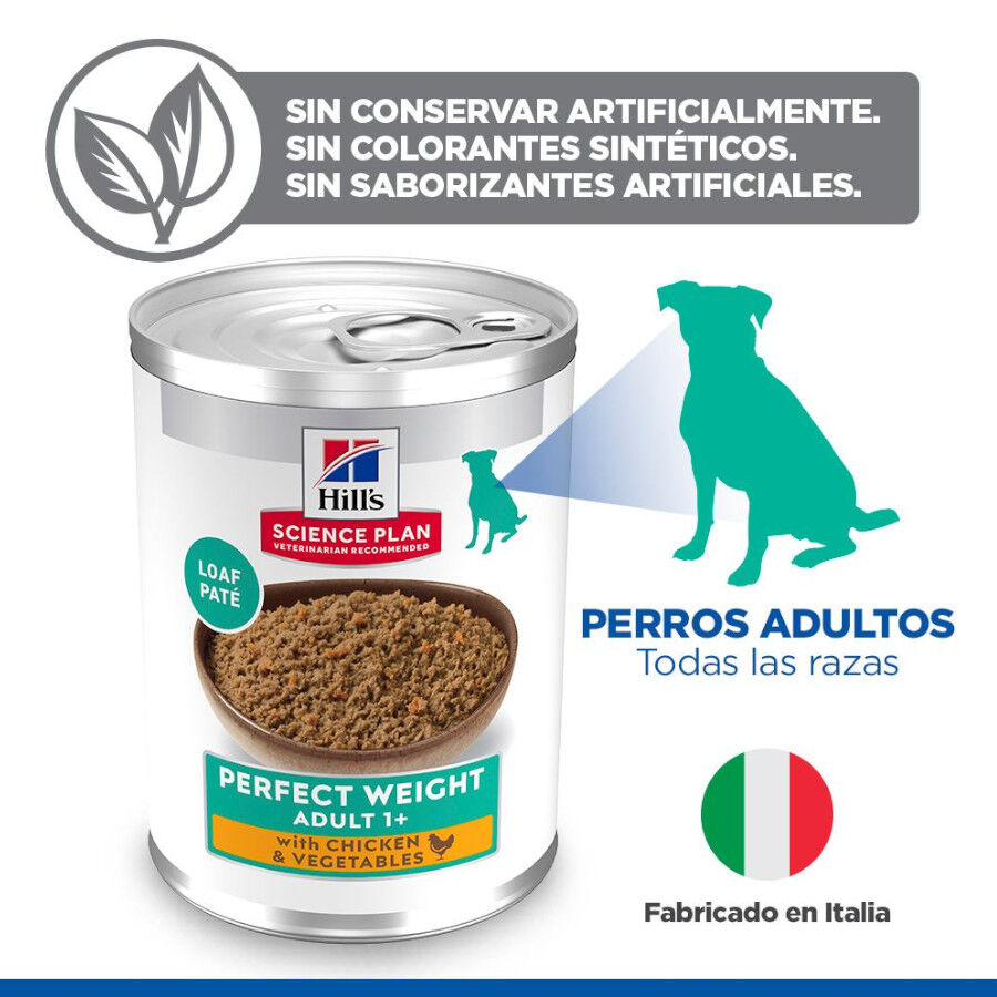 363 g Hill's Adult Perfect Weight Frango e legumes lata para c&atilde;es, , large Imagem n&uacute;mero 4