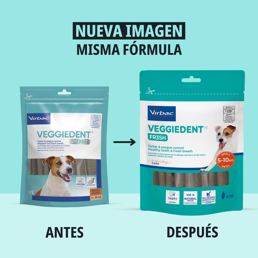 15 sticks Virbac Snacks Dent&aacute;rios Veggiedent Fresh para c&atilde;es de ra&ccedil;a pequena, , large Imagem n&uacute;mero 3