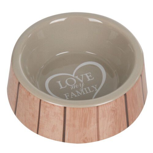 Flamingo comedero de cer&aacute;mica efecto madera Imagem n&uacute;mero 1