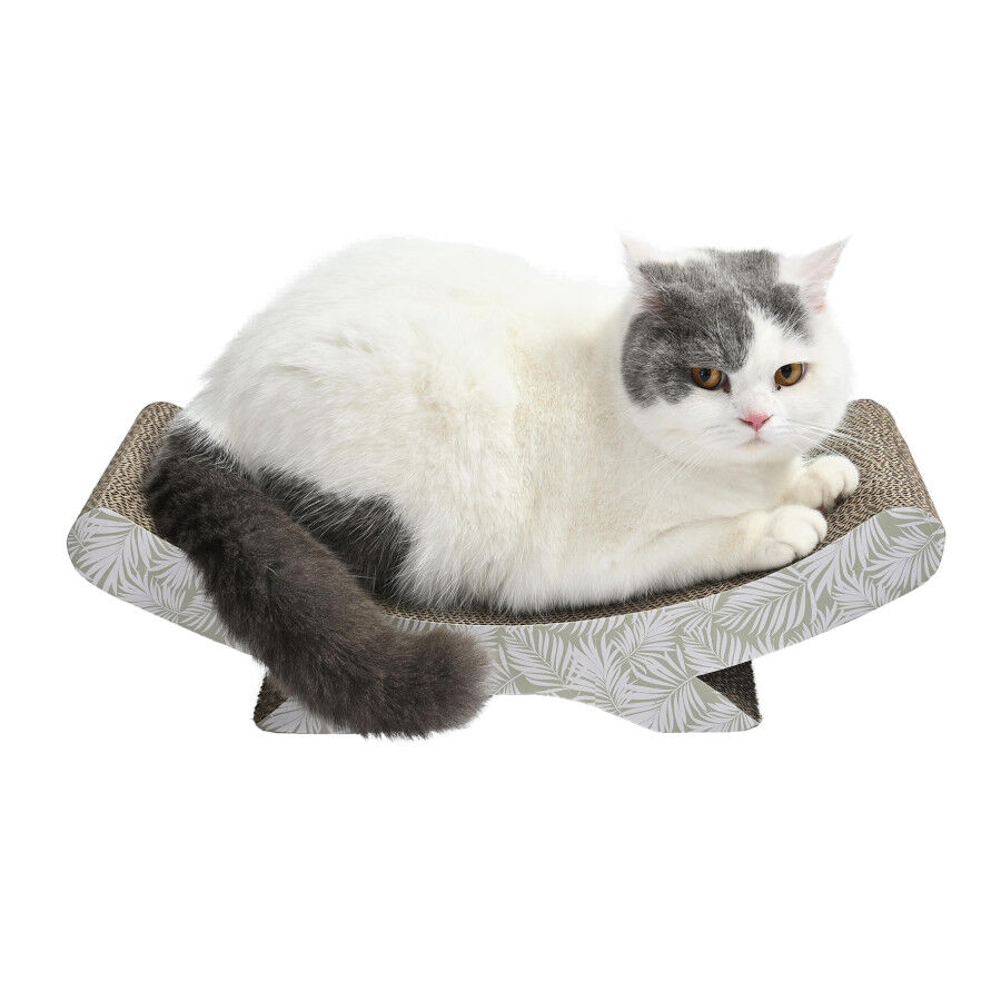 Leeby Remy Rocker arranhador de cart&atilde;o horizontal com padr&atilde;o de folhas para gatos, , large Imagem n&uacute;mero 5