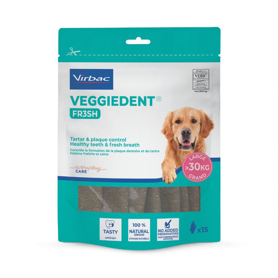 15 sticks Virbac Snacks Dent&aacute;rios Veggiedent Fresh para c&atilde;es de ra&ccedil;a grande, , large Imagem n&uacute;mero 2