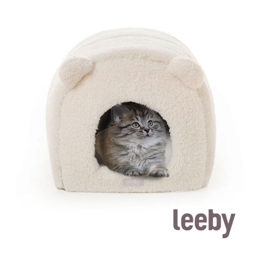 Leeby Igloo amov&iacute;vel em pele de carneiro branca para gatinhos, , large Imagem n&uacute;mero 2