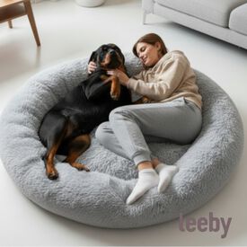 Leeby Cama Donut Anti Stress XXL Cinzenta para pessoas e c&atilde;es
