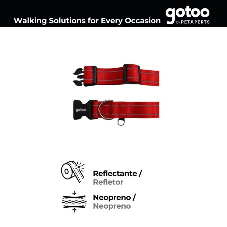 Gotoo Coleira reflexiva de nylon vermelha para cães,  Imagem número 3 Gotoo Coleira reflexiva de nylon vermelha para cães, , large Imagem número 3
