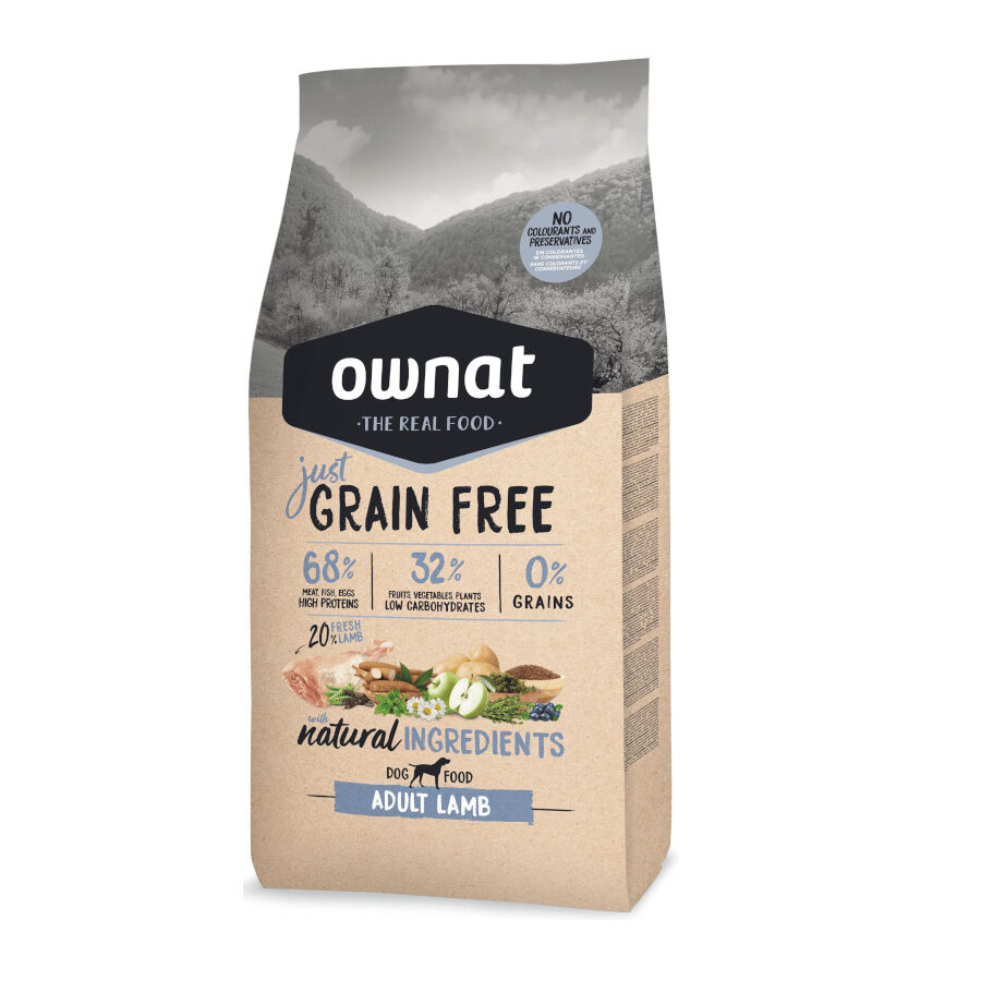 3 kg Ownat Adult Just Grain Free Cordeiro ra&ccedil;&atilde;o para c&atilde;es, , large Imagem n&uacute;mero 1