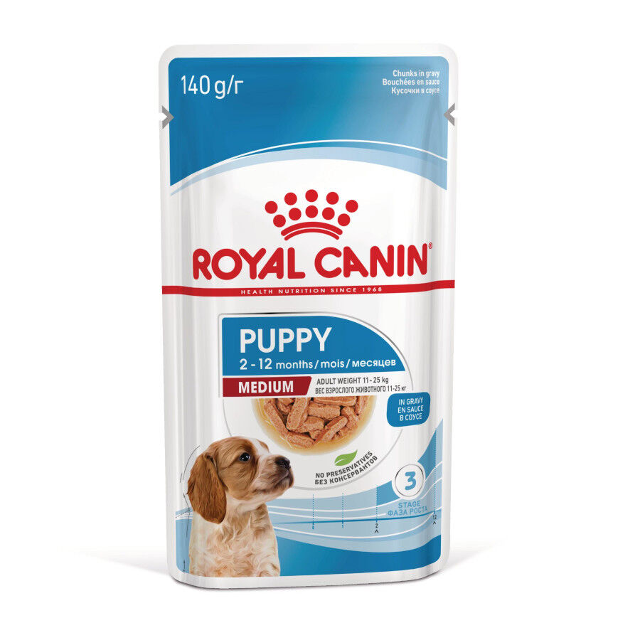 140 g Royal Canin Medium Puppy saquetas para c&atilde;es, , large Imagem n&uacute;mero 1