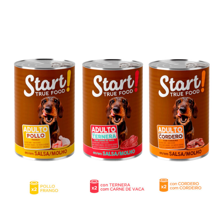 6 latas x 400 g Start! Adulto Frango, Vitela e Cordeiro em Molho lata para cães,  Imagem número 3 6 latas x 400 g Start! Adulto Frango, Vitela e Cordeiro em Molho lata para cães, , large Imagem número 3