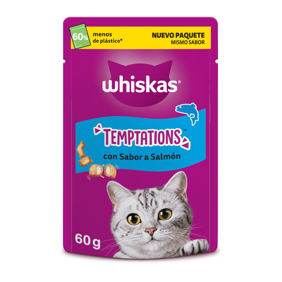 60 g Whiskas Temptations Snacks Salm&atilde;o para Gatos&nbsp;, , large Imagem n&uacute;mero 1