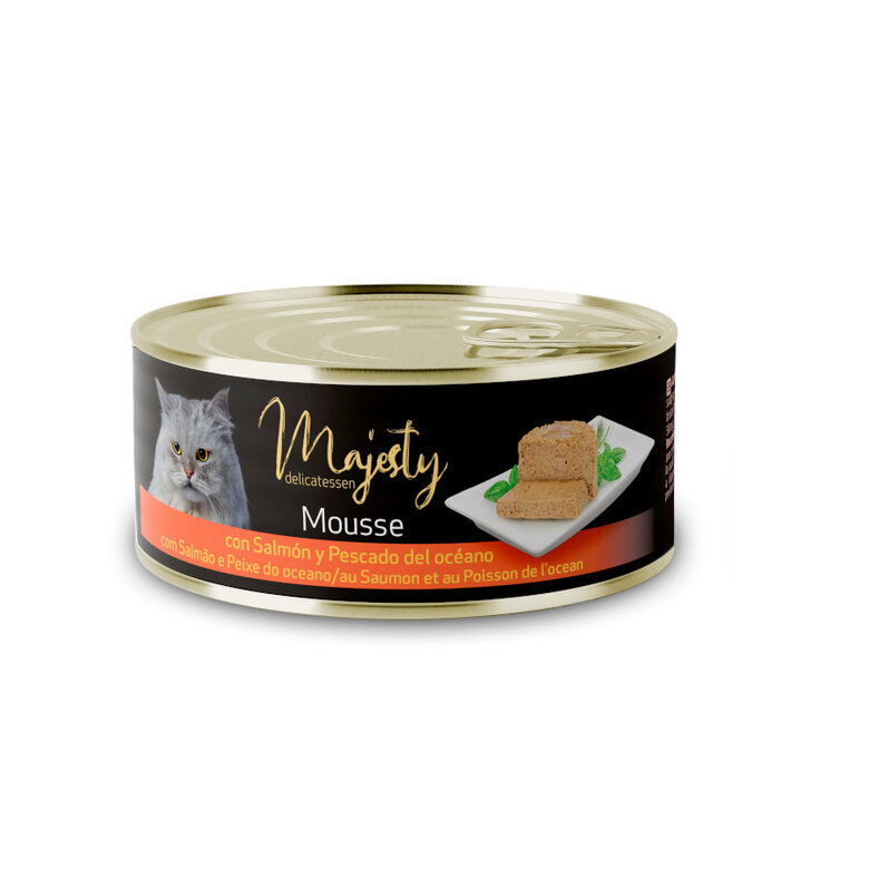 Majesty Adult Mousse de Salmão e Peixe do Oceano em lata para gatos, , large image number null