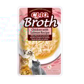 Churu Broth Comida H&uacute;mida de Frango com Salm&atilde;o saquetas para gatos &ndash; Multipack 12