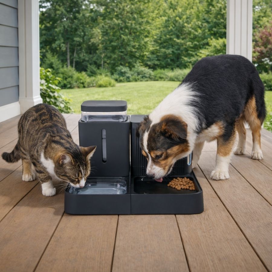 Leeby Comedouro Autom&aacute;tico e Dispensador de &Aacute;gua 2 em 1 para c&atilde;es e gatos, , large Imagem n&uacute;mero 1