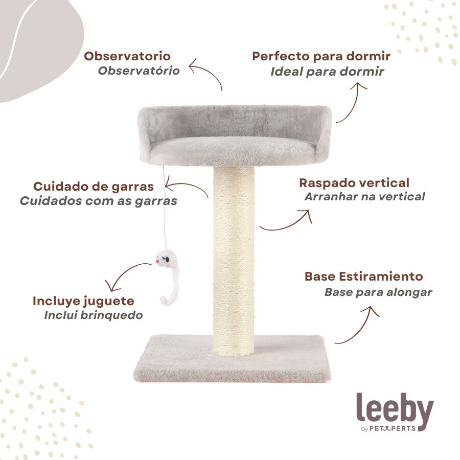 Leeby Tigrou arranhador com cama e brinquedo cinzento para gatos, , large Imagem n&uacute;mero 4