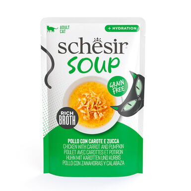 Schesir Frango sem grãos com abóbora em sachê de sopa para gatos
