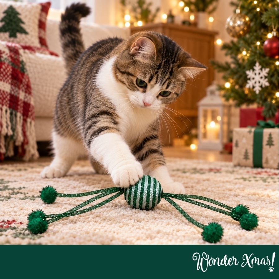 Wonder Christmas Bola Brilhante com Corda Brinquedo para gatos, , large Imagem n&uacute;mero 2