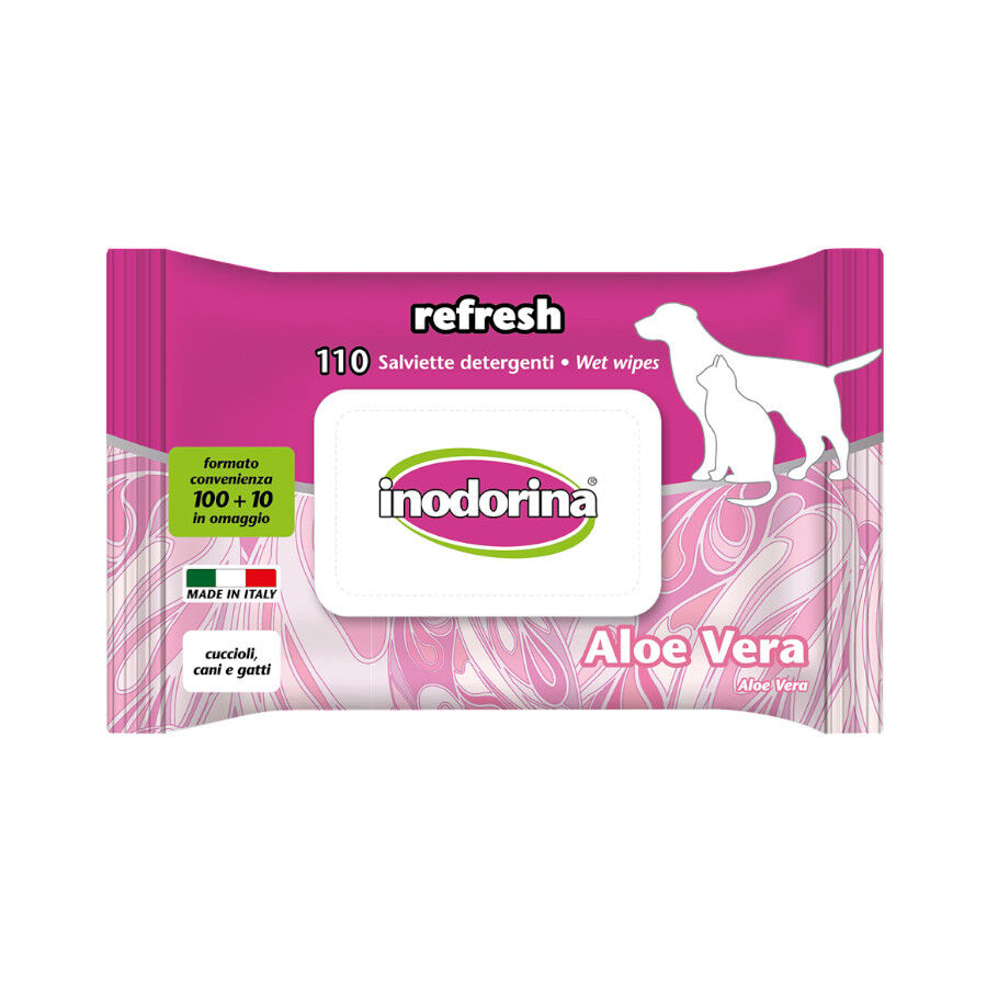 Inodorina Refresh Toalhitas H&uacute;midas Aloe Vera para c&atilde;es e gatos, , large Imagem n&uacute;mero 1